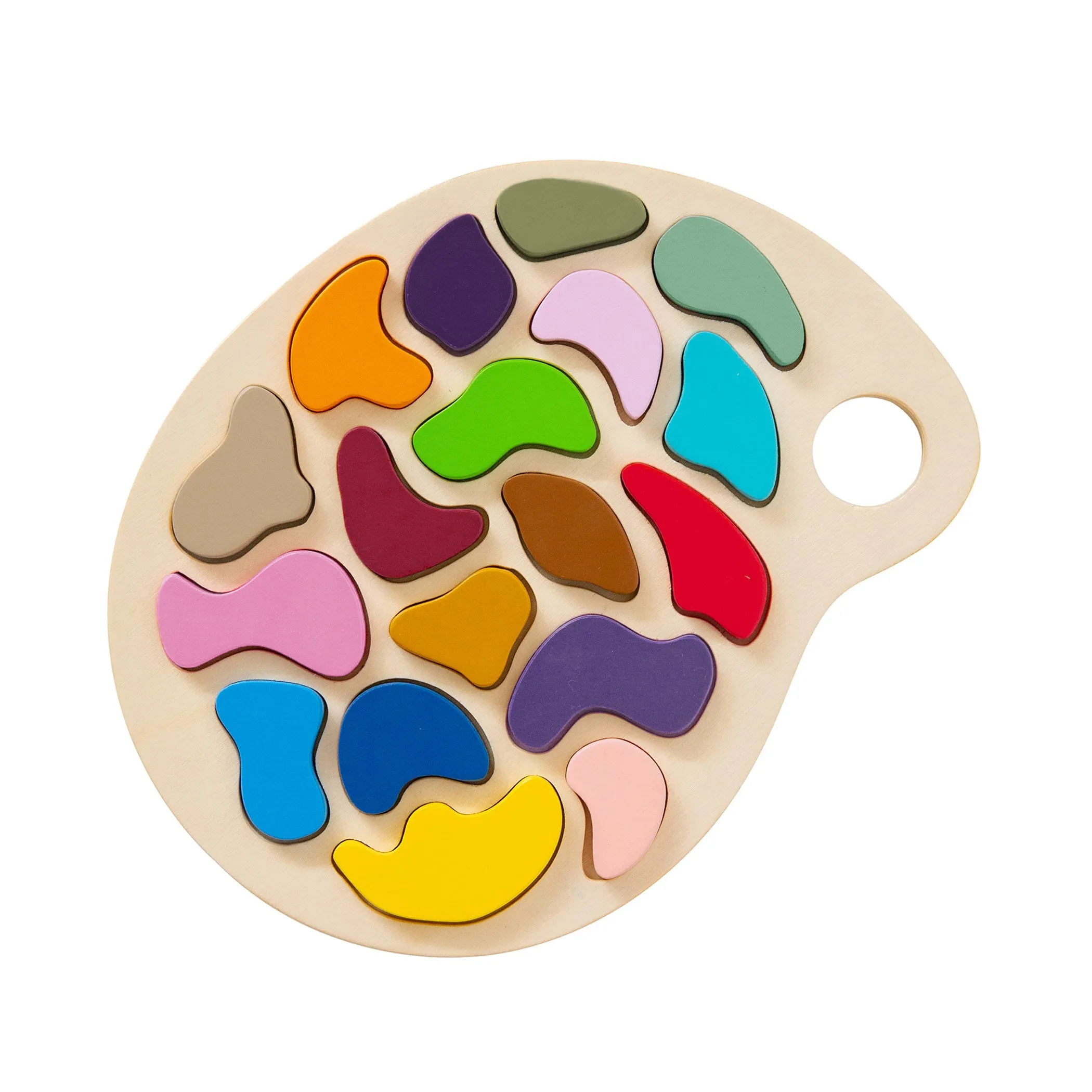 The Freckled Frog Colorful Artist Palette Wooden Puzzle - 19 pc
