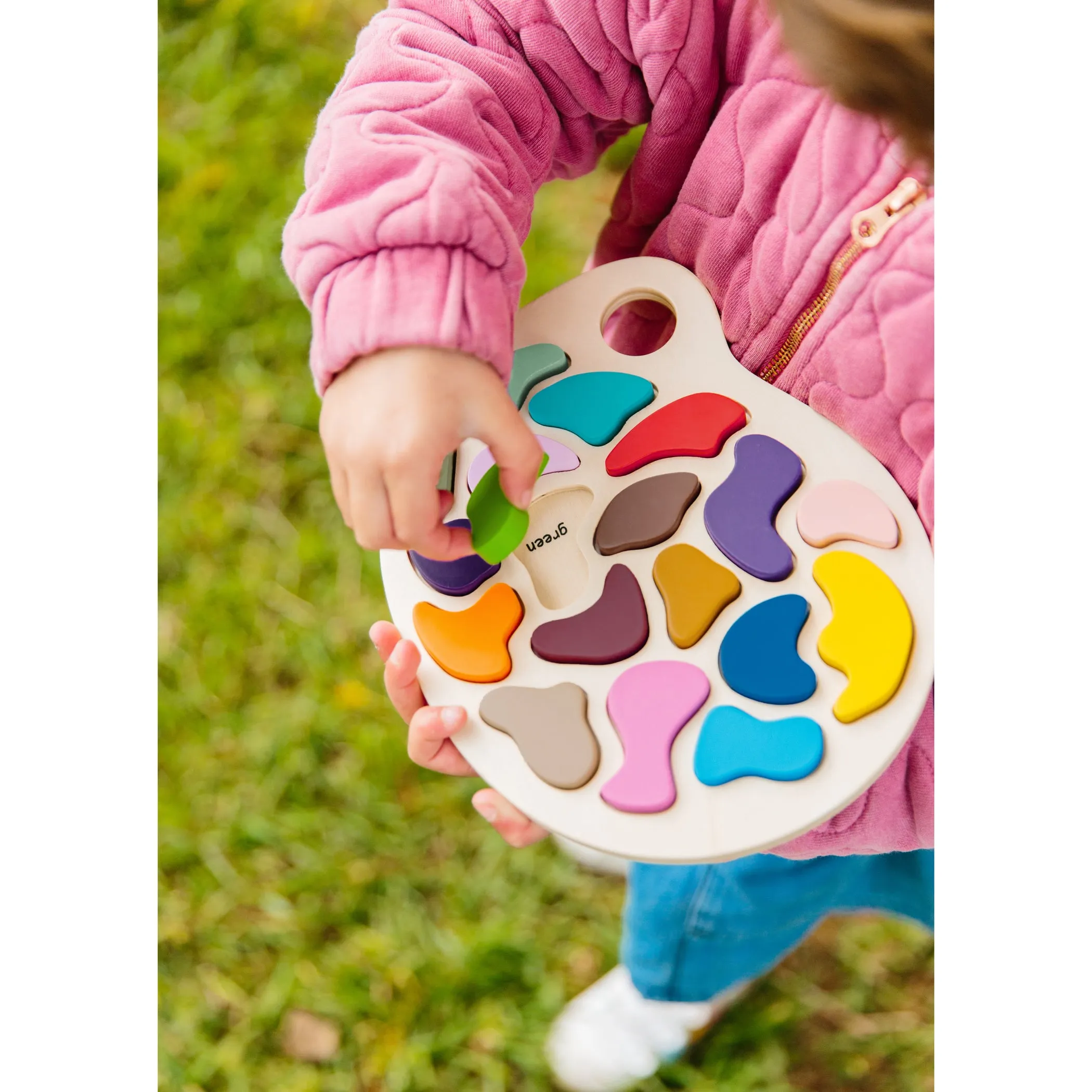 The Freckled Frog Colorful Artist Palette Wooden Puzzle - 19 pc