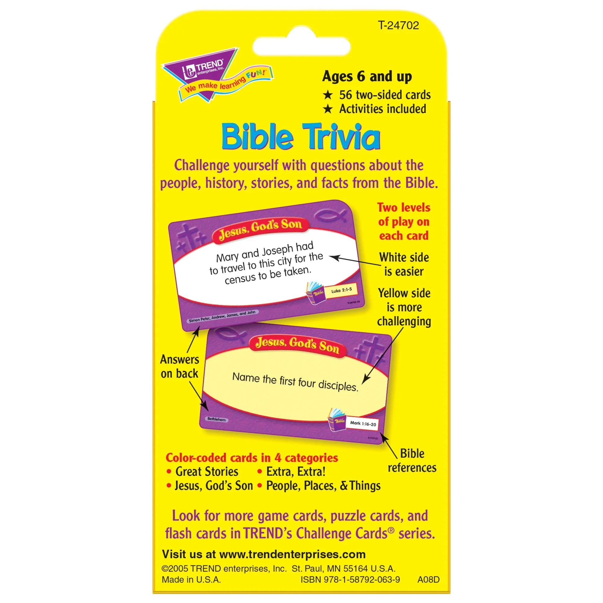 TREND Bible Trivia Challenge Cards, Ultimate Quiz Pack of 6