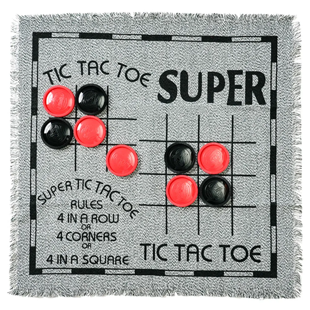 Trimate 3-In-1 Jumbo Checkers & Tic Tac Toe Game - 25.6" Square Rug Set