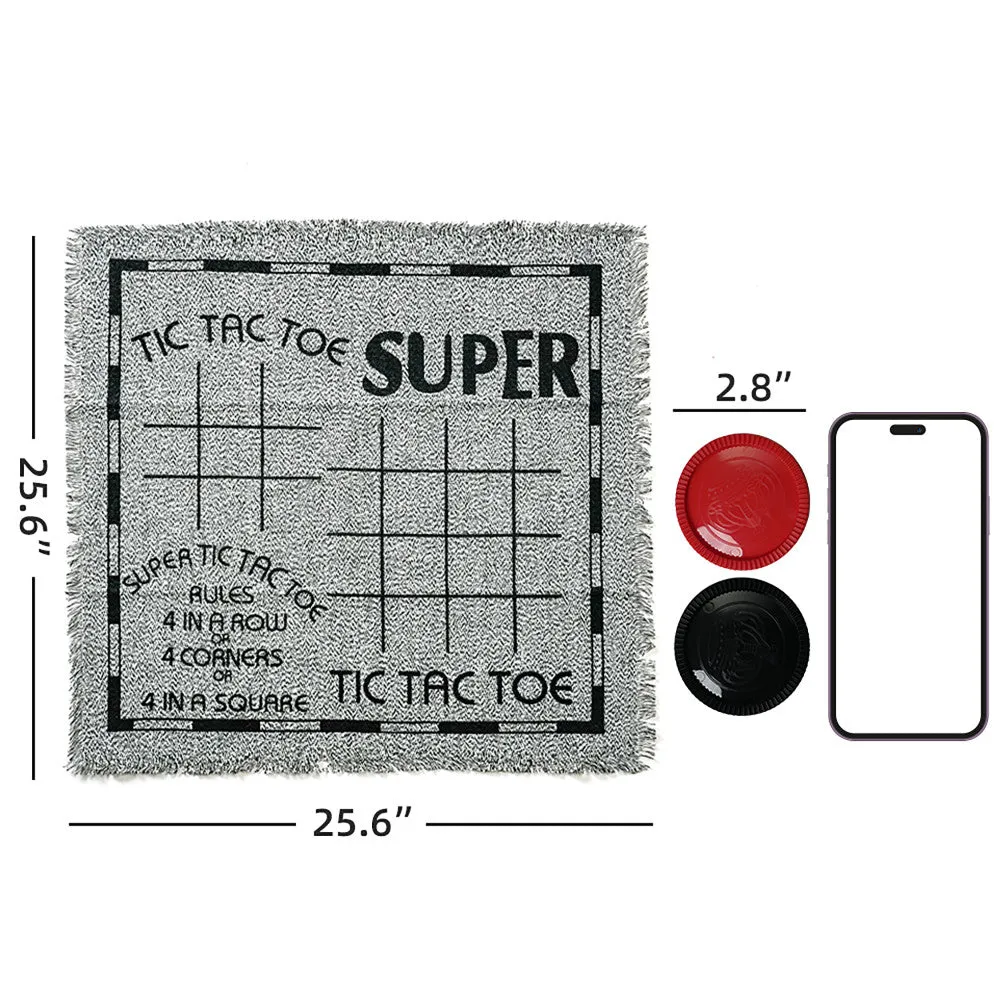 Trimate 3-In-1 Jumbo Checkers & Tic Tac Toe Game - 25.6" Square Rug Set