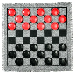Trimate 3-In-1 Jumbo Checkers & Tic Tac Toe Game - 25.6" Square Rug Set