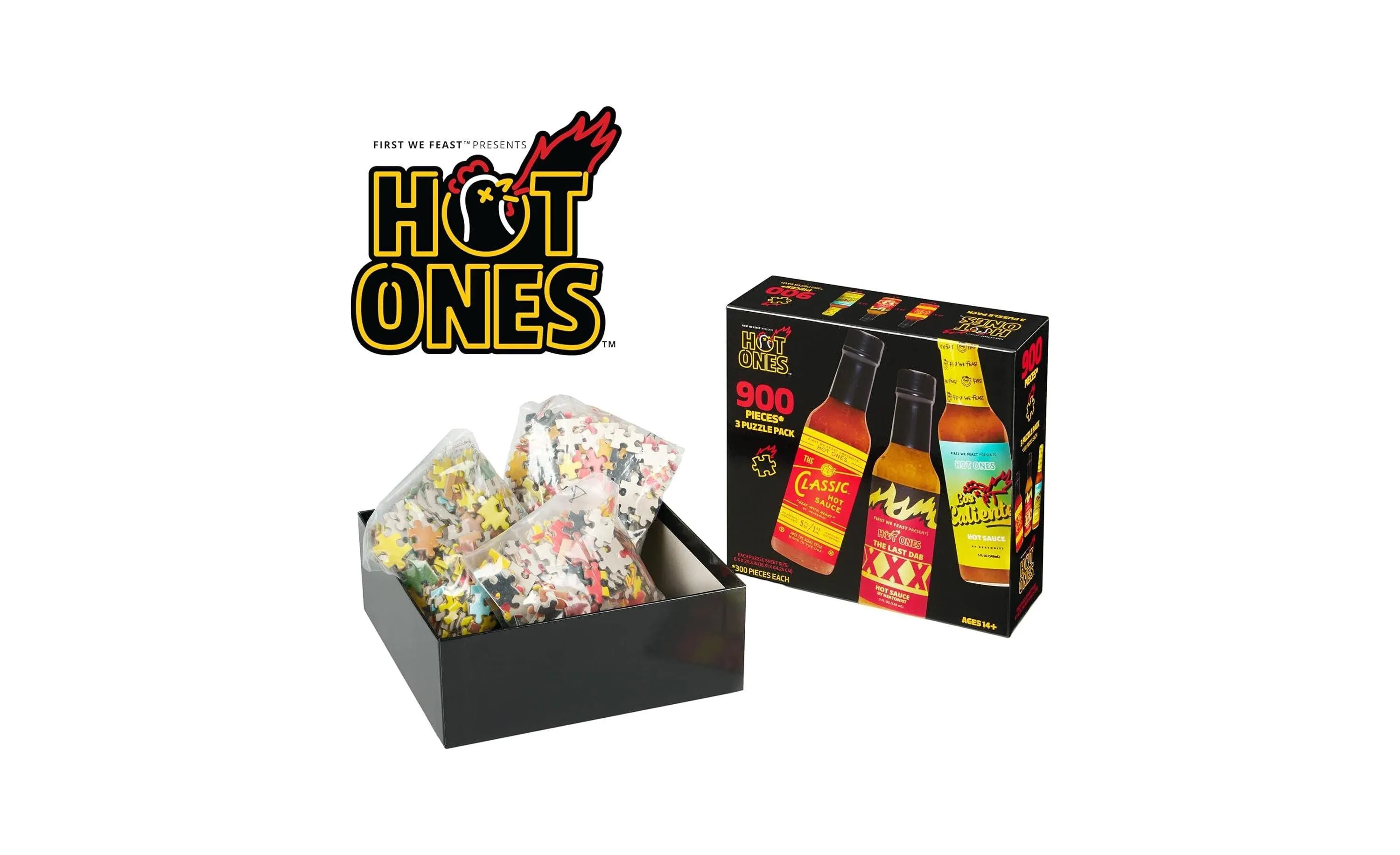 WowWee Hot Ones Challenge 3-Pack Bottle-Shaped Puzzles - 900 pc