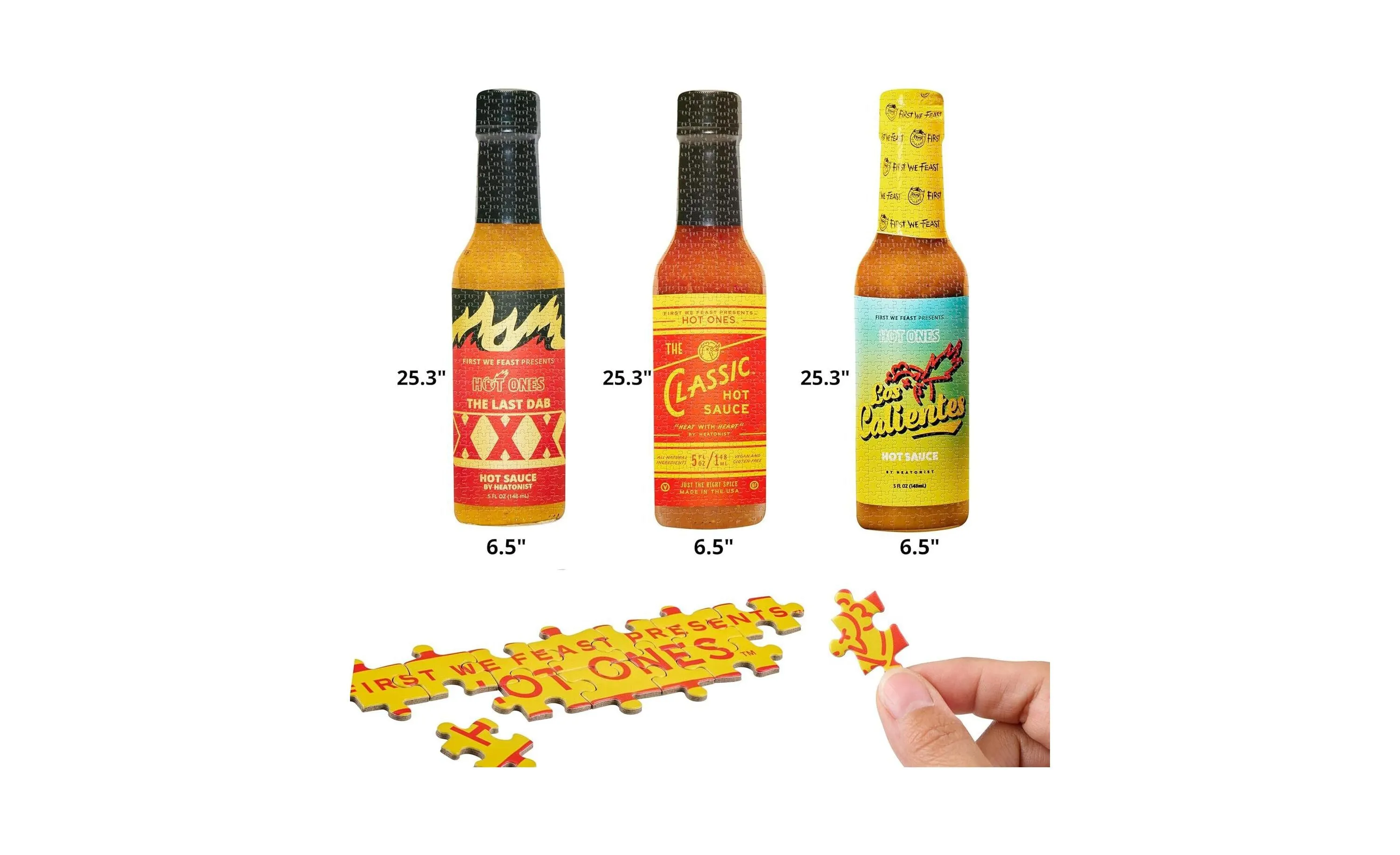 WowWee Hot Ones Challenge 3-Pack Bottle-Shaped Puzzles - 900 pc